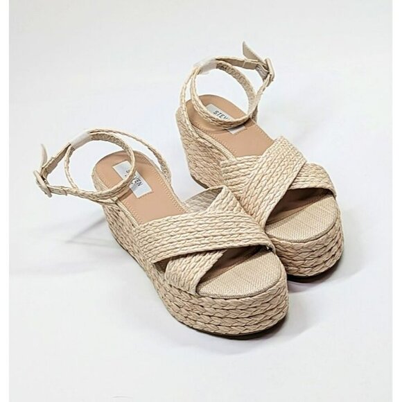 Steven New York Ramey Espadrille Platform Wedge Raffia Sandal Size 8 (MSRP $130) - Picture 3 of 9
